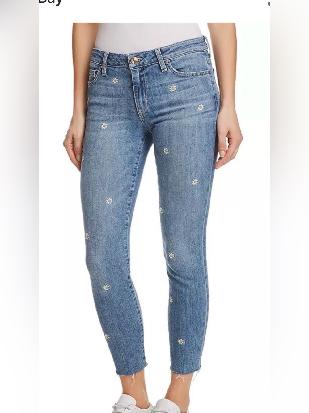 Joe's Jeans Skinny Blue Denim with Daisy Embroidery
